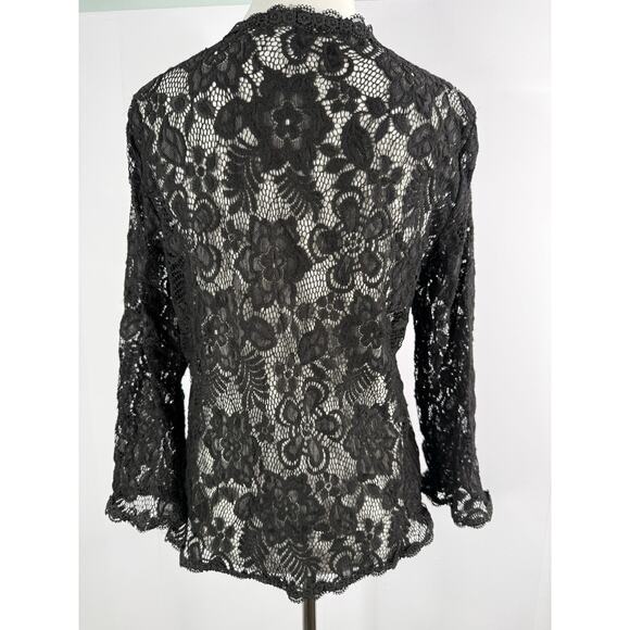 Benancy Lace Cardigan Sz L Black Whimsigoth Witchy Fairy Grunge Gothic Sheer Y2K - Picture 3 of 9